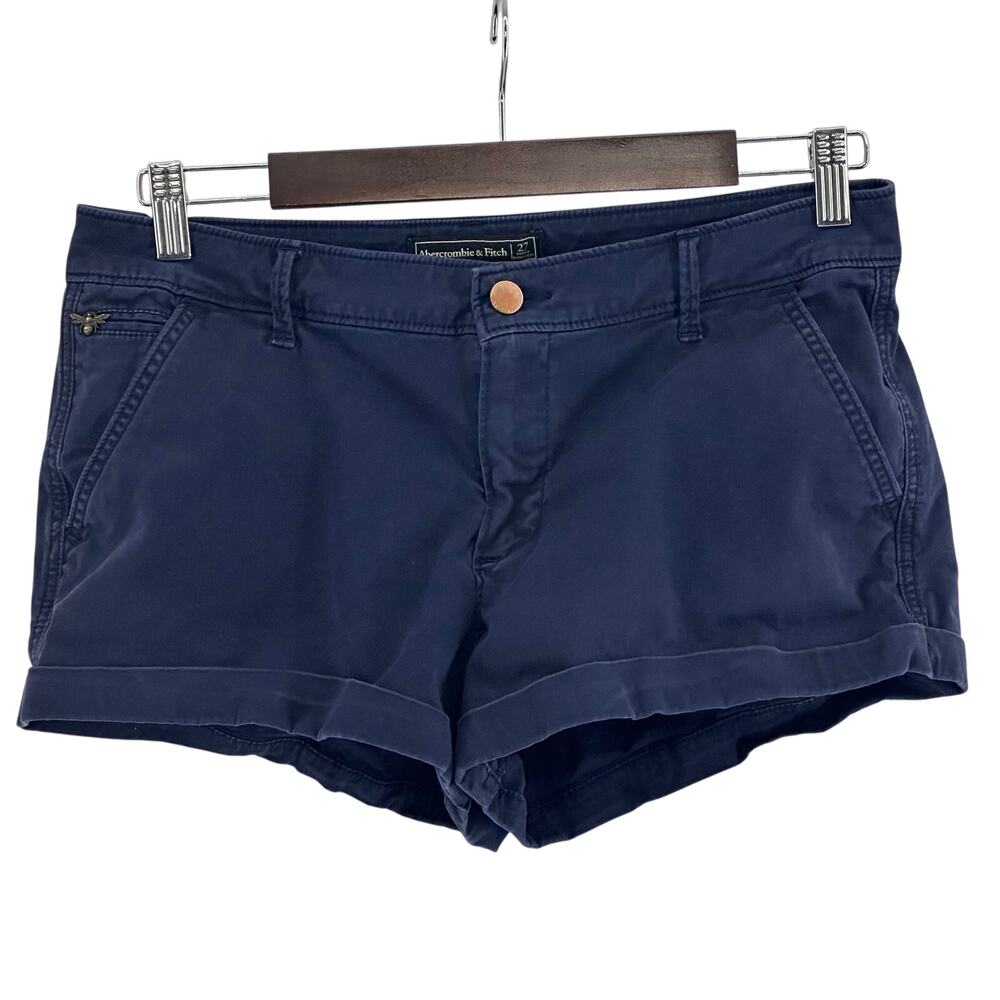 Abercrombie & Fitch Navy Rolled-Hem Chino Bermuda Shorts